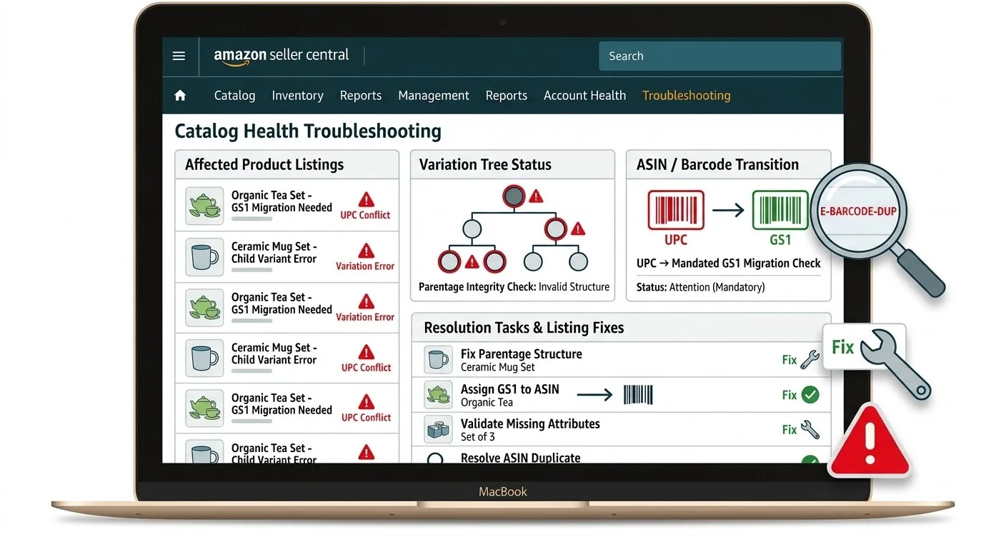 Amazon catalog troubleshooting services for fixing listing and Seller Central issues
