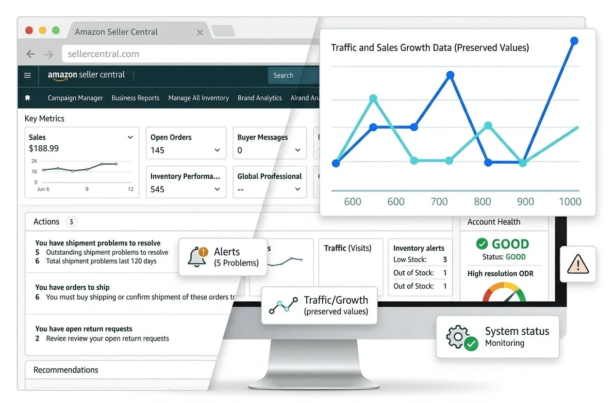 Amazon reporting and monitoring services for tracking sales and account performance